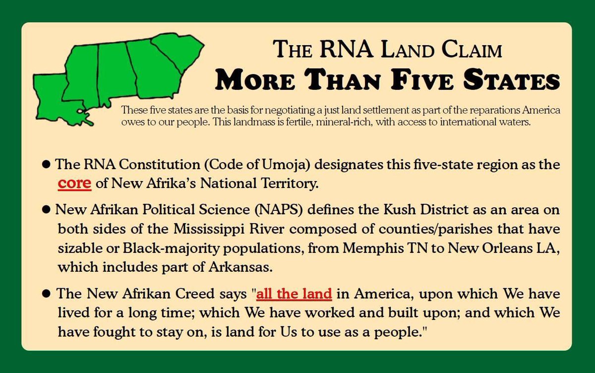 pg-rna.com

#RNA #RepublicofNewAfrika 
#FreeTheLand #TheStruggleIsForLand 
#LandisTheBasisofIndependence
#landclaim #Reparations