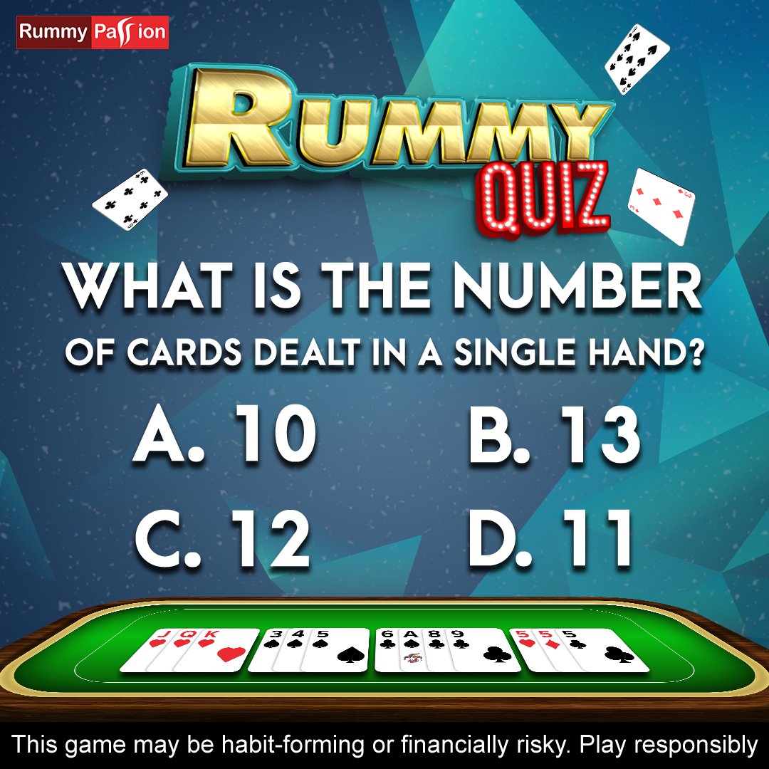 Think you've got the skills to be a Rummy champion? Put your game knowledge to the test & reply with the correct answer while you keep playing at India's Most Loved Rummy App.

#OnlineRummy #PassionSeKhel #Rummy #OnlineGames #QuizTime