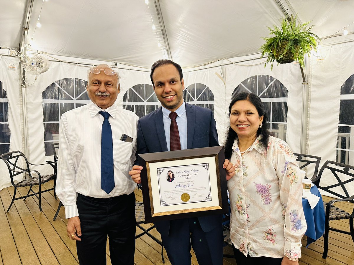 AGoelMD's tweet photo. Honored to receive the most prestigious Dr. Tanya Dutta Memorial Award from the Department of Cardiology, WMC 🙏🏻❤️ @WMCCardsFellows @ABaliMD @theravishah @DrFuisz @PragyaRanjan @dhrubajyoti1 @MalikMD10 @RzechorzekW @SrihariNaiduMD @seiiwaiEPmd @DrRhthm @DanFrenkelMD https://t.co/hmWmB9VKS3