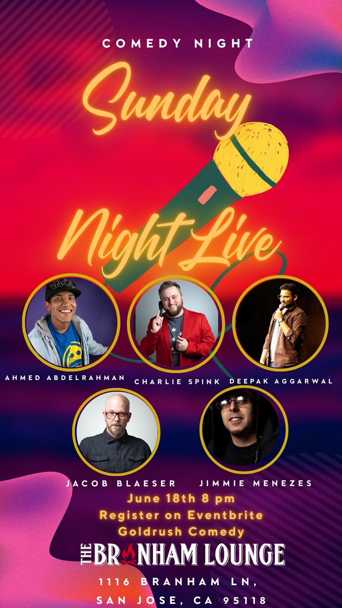 SouthBayBoiJMS's tweet image. Comedy, Cocktails, and Dreams at Branham Lounge in San Jose this Sunday. 🔥 
Register at the link below 👇

eventbrite.com/e/branham-come…

@ComedyBayArea #SanJoseEvents
#SiliconValleyEvents