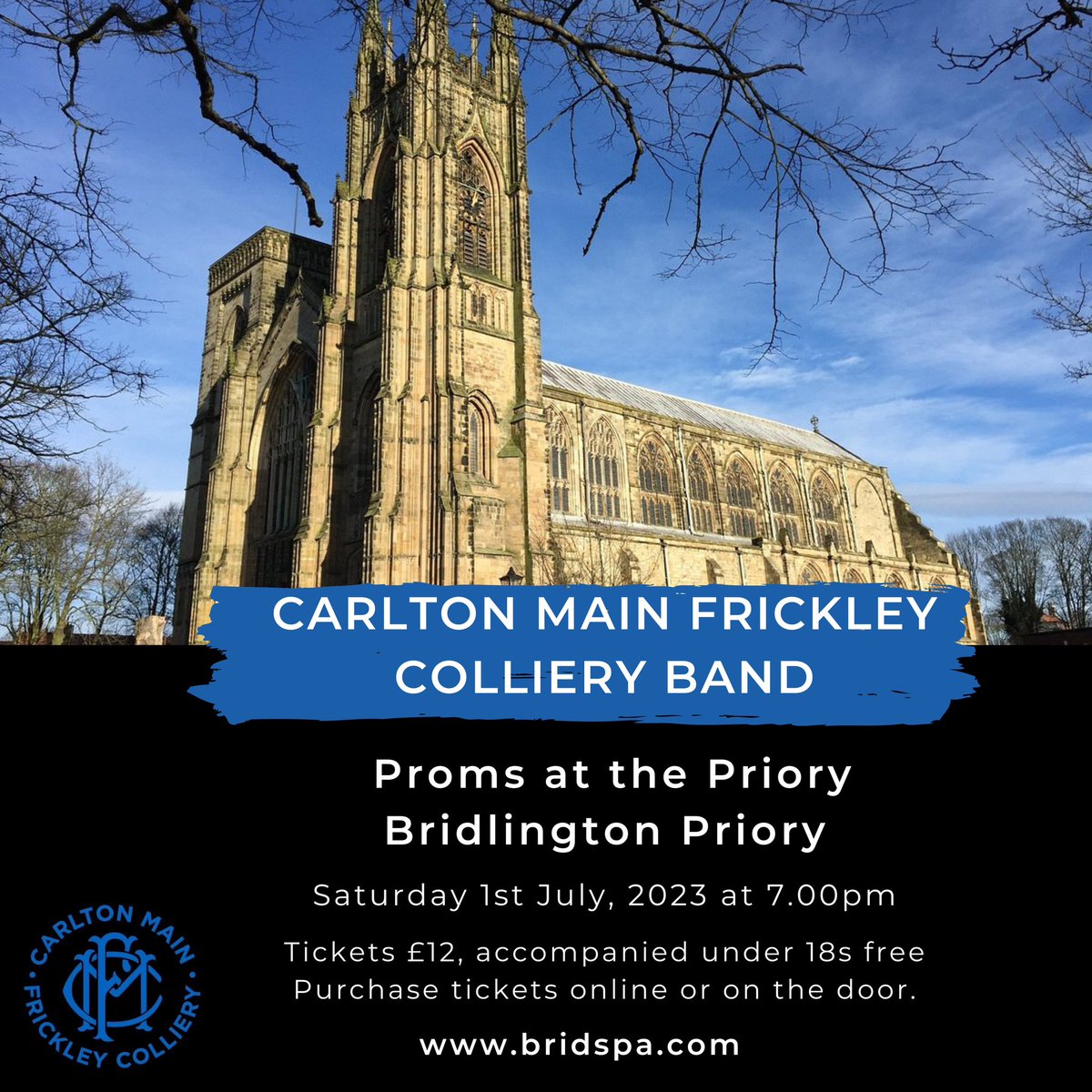 💙 Proms at the Priory 💙
💙 Saturday 1st July at 7.00 pm.
💙 Bridlington Priory Church
💙 Tickets £12 (accompanied under 18s free) available from The Priory Shop, bridspa.com and at the door
#cmfcb #brassband #promsconcert #bridlingtonpriory #bridlington #livemusic