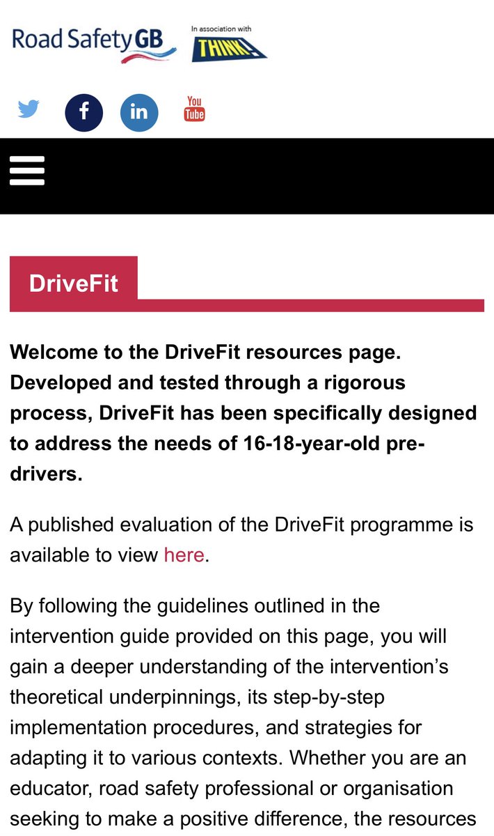 🚨 DriveFit intervention resources are now available FOC to the road safety community via <a href="/Road_Safety_GB/">Road Safety GB</a> to use with 16-18-year-old pre-drivers 🚨The resources can be found at roadsafetygb.org.uk/drivefit/ roadsafetygb.org.uk/news/pre-drive…. Pls share with your networks #RoadSafety #YoungDrivers