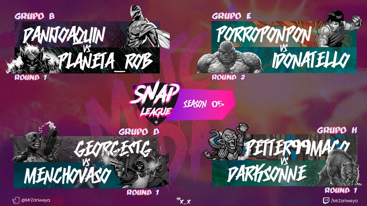 Hoy es día de #SnapLeague en directo.🔥

Miren qué partidos tan perrones les traemos. Pura gozadera.

...

¿Ese es Green Goblin píxel?

...

#MarvelSnap