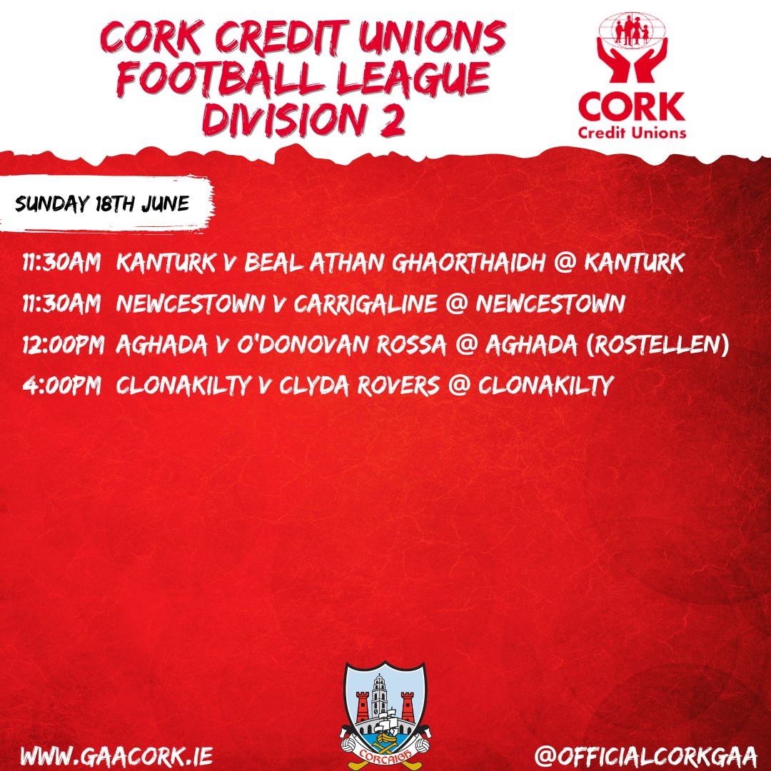 Cork GAA on Twitter "The final round of fixtures in the Cork Credit