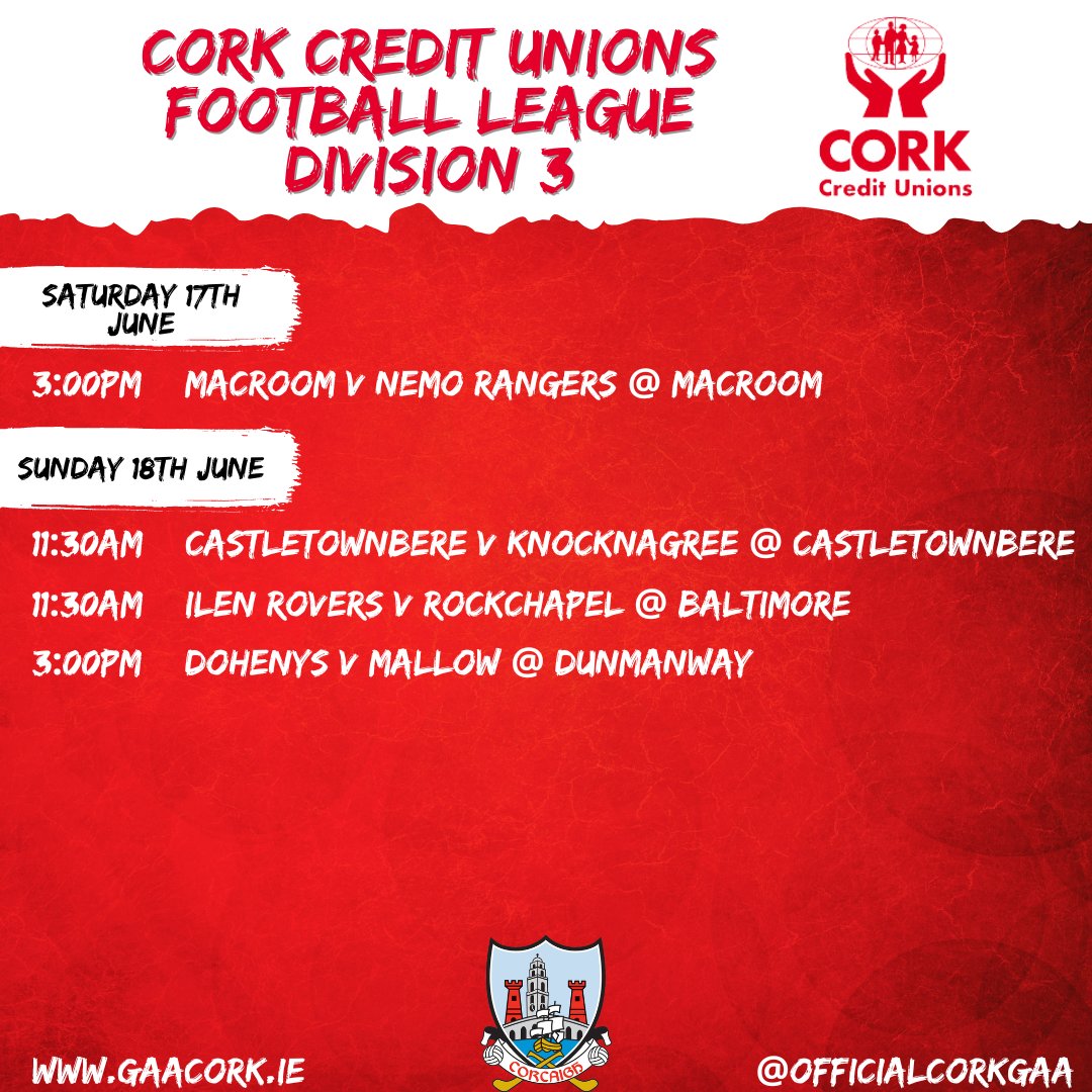 Cork GAA on Twitter "The final round of fixtures in the Cork Credit