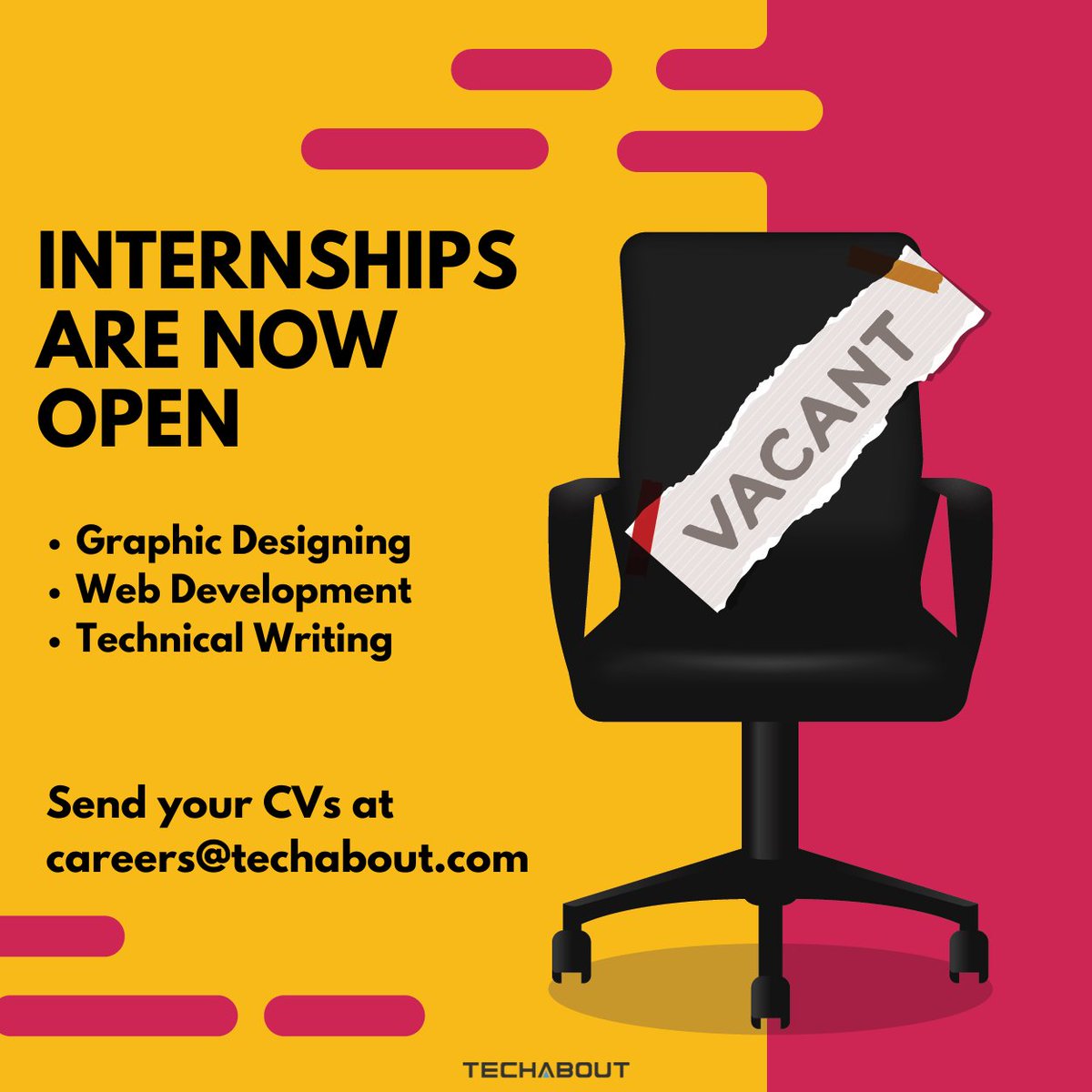 TechAbout's tweet image. We are now open for #InternshipOpportunity