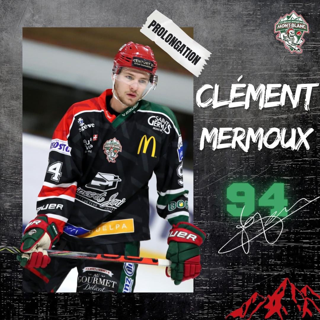 🟢 𝗜𝗡𝗙𝗢 𝗠𝗘𝗥𝗖𝗔𝗧𝗢 🔴

𝗖𝗹𝗲́𝗺𝗲𝗻𝘁 𝗠𝗘𝗥𝗠𝗢𝗨𝗫, joueur formé au club, prolongera une nouvelle fois son aventure avec le Mont-Blanc. 
Il entamera sa 6e saison sous les couleurs des Yétis !
