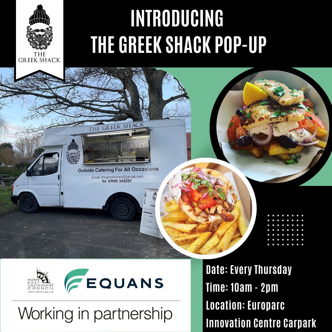 Back again this week for your Thursday treat! The Greek Shack are in the Innovation Centre car park from 10am-2pm 😀 👏

#InnovationCentre #GreekShack #ThursdayTreat #Lunch