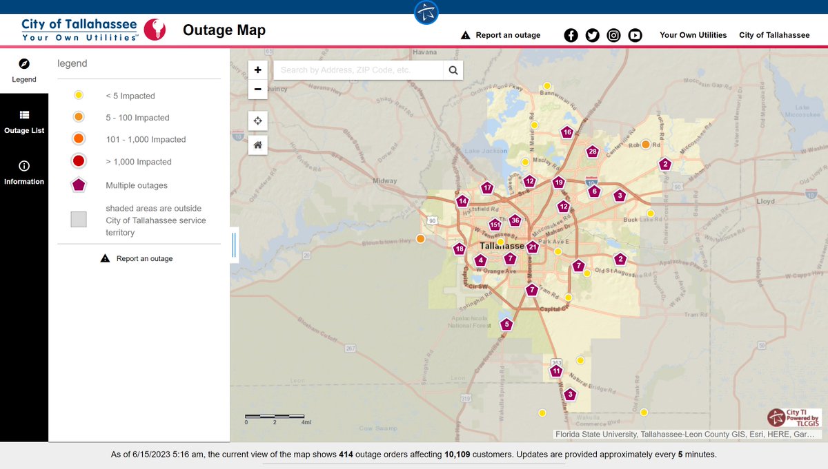 As of roughly 5:15 a.m., just over 10,000 City electric customers remain out of service. Restoration efforts continue. As you head out today, a reminder to please use caution on the roadways and stay alert for possible hazards, like fallen branches.