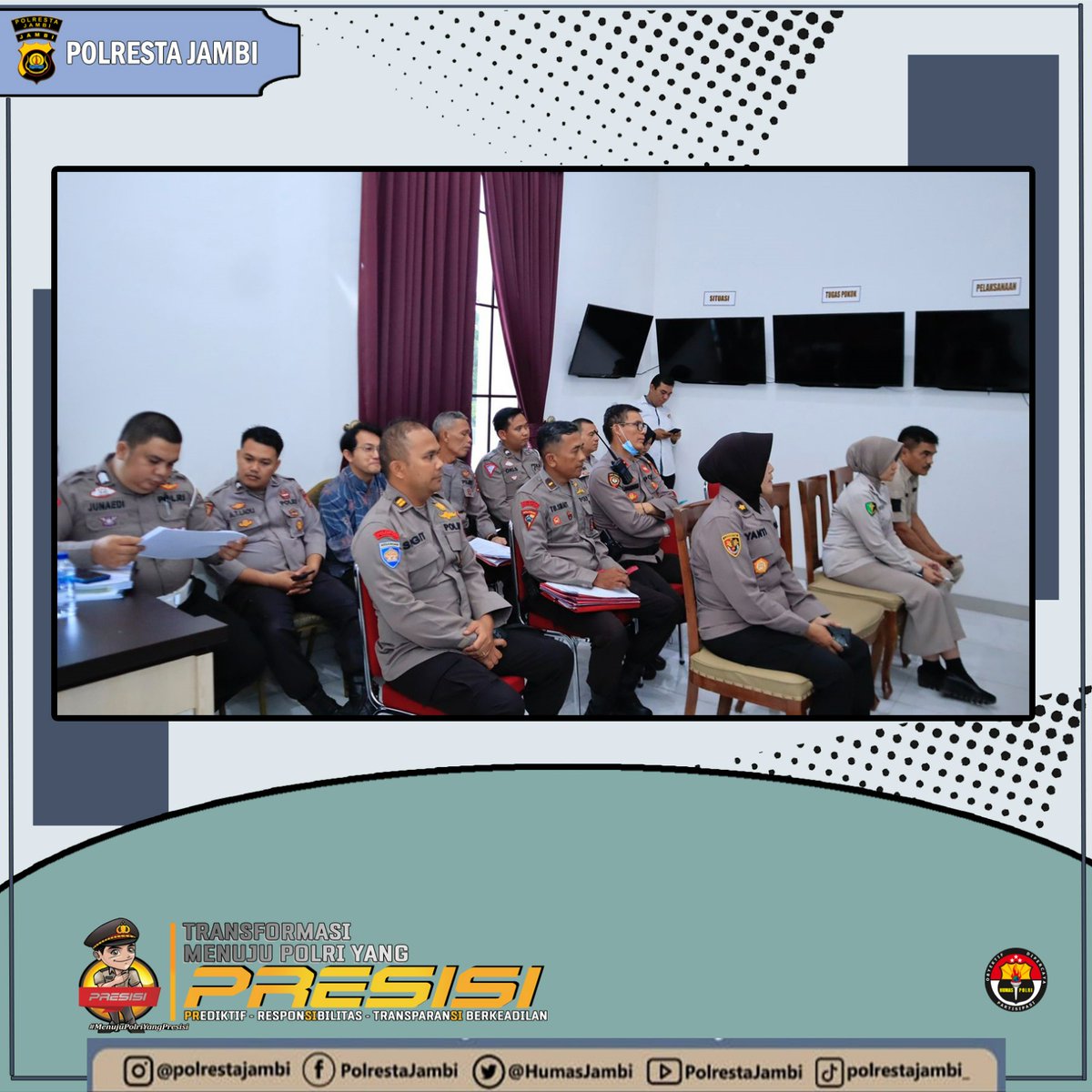 HumasJambi's tweet photo. Audit PNBP dan BLU TA 2023 Itwasda Polda Jambi
Kamis 15 Juni 2023
Mapolresta Jambi
#damaiindonesia
#polrestajambi
#jambiterkini
#jambiupdate
#jambiviral
#divisihumaspolri
@kapolrestajambi
@polda_jambi https://t.co/1KpGAAPBsw