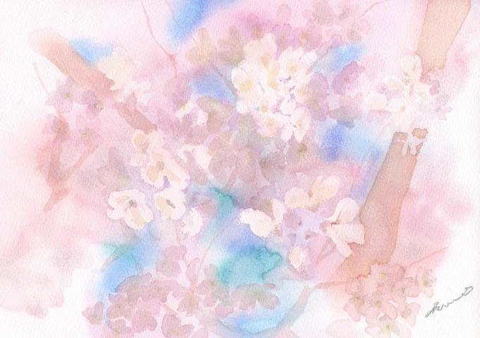 #あなたのぴんく色の作品を見せてください #水彩画 #透明水彩 #アナログ絵
