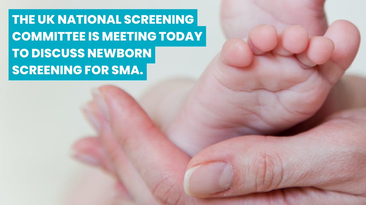 SMA_NBSalliance's tweet photo. The UK National Screening Committee is meeting today to discuss newborn screening for SMA. We will update the community as soon as we know the outcome of these discussions. #ScreenTodayForSMA https://t.co/TqODfatetC