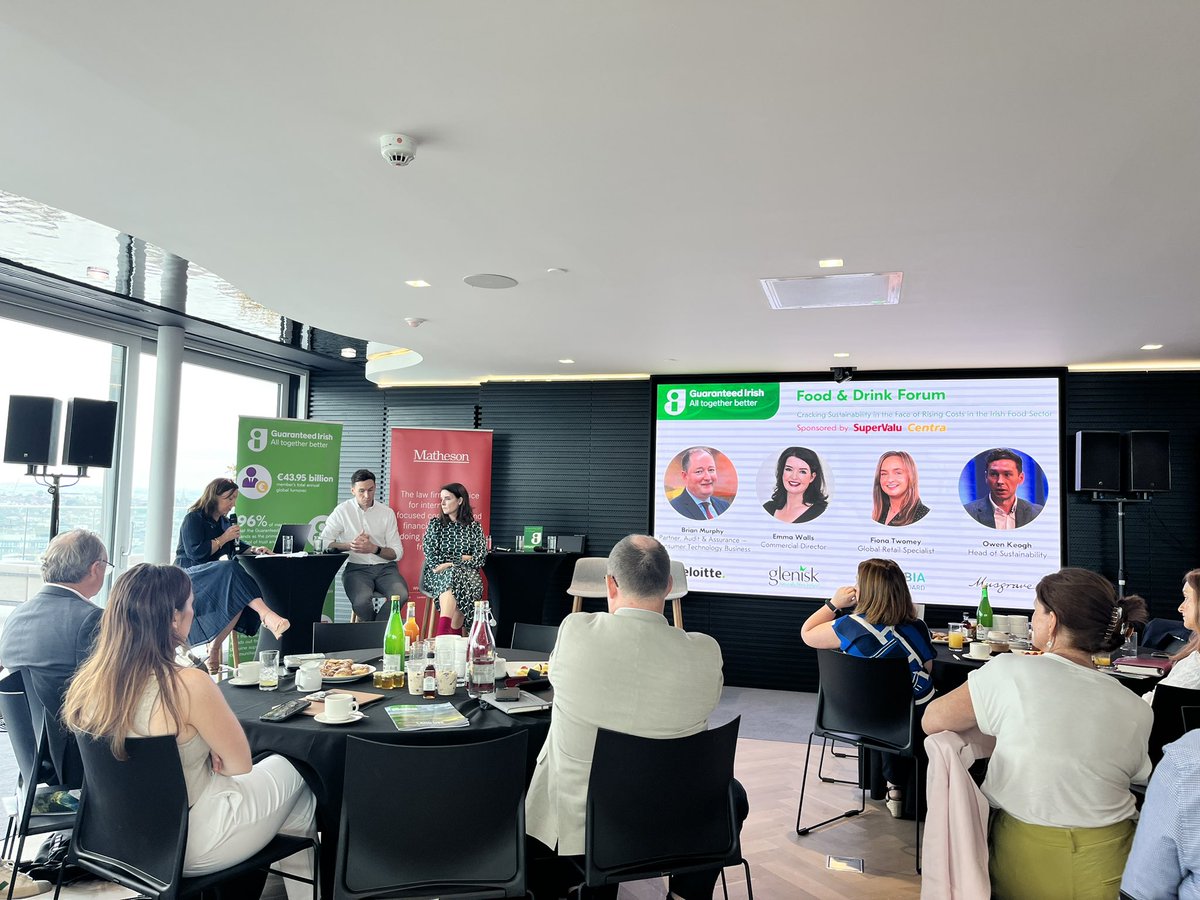 We’re at the @guaranteed_irl food and drink forum this morning sponsored by @SuperValuIRL - fantastic panel @GleniskEmma Fiona Twomey @Bordbia @OwenKeogh Brian Murphy @DeloitteIreland #GIEvents #GuaranteedIrish #Supportlocal #Foodanddrinkmonth