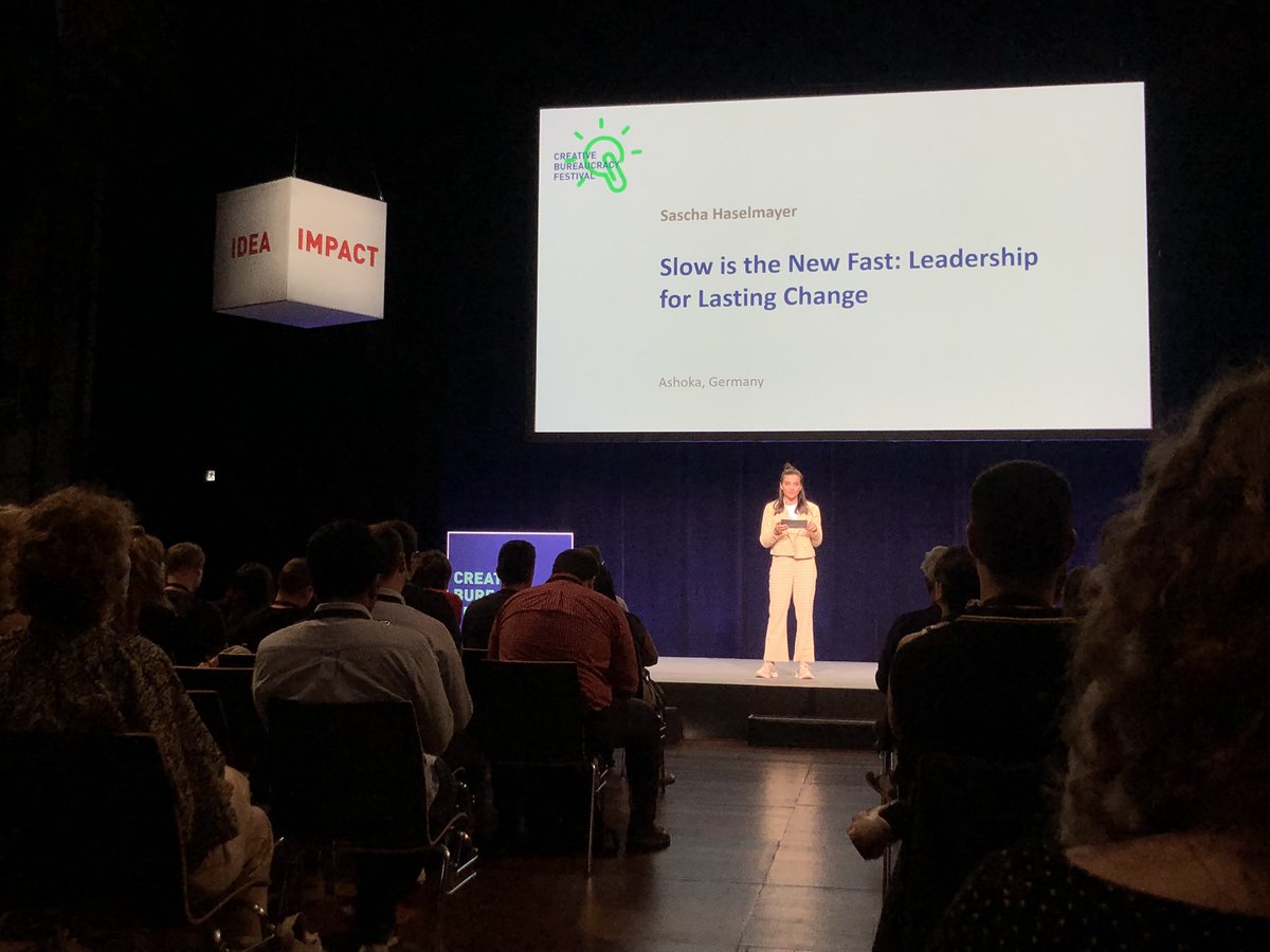 Civocracy's tweet photo. Slow is the New Fast: @LLGACities tells us about leadership for lasting change. “The truth is, effective social change happens through slow, intentional actions.” 
@CreatBureauFest https://t.co/dlOsx7qnsF