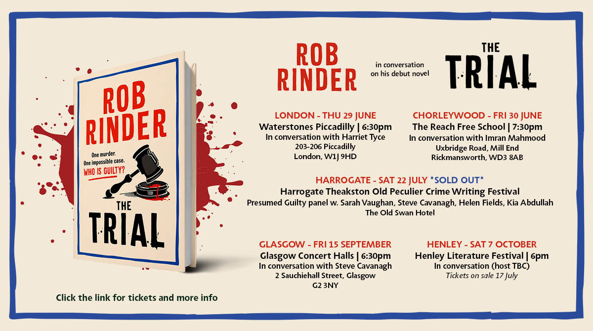 Join me at book shops around the country where I’ll be talking about, signing, and celebrating the release of my debut novel #TheTrial

linktr.ee/thetrial

📍London
📍Glasgow
📍Harrogate
📍Henley
📍Chorleywood