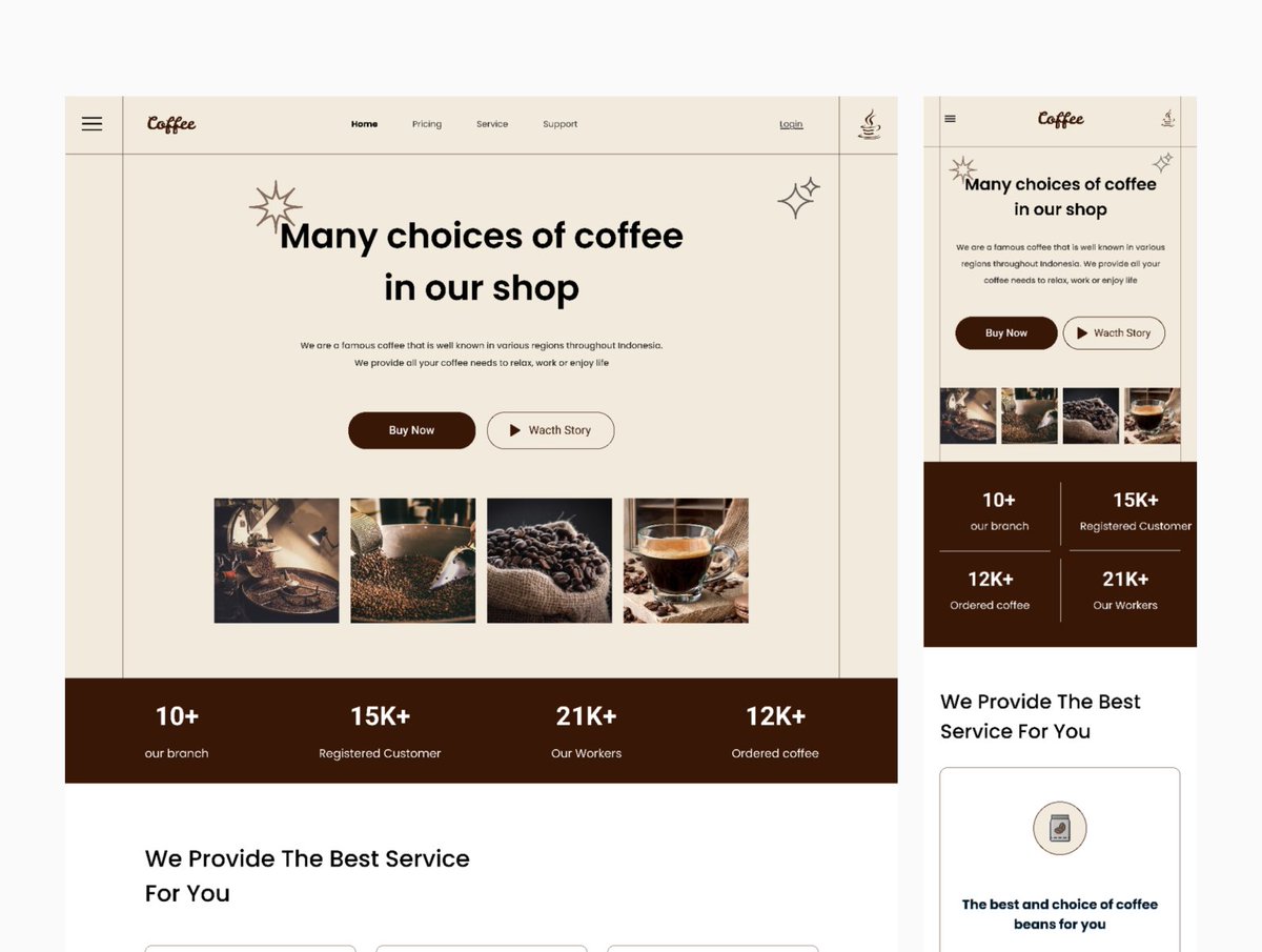 Agensip's tweet image. LandingPage Coffee is a design exploration by our designer guest Bagas Candra. This design is dedicated for coffee addicted ☕

#uiux #userinterface #appui #webui #interface #appdesign #webdesign #uidesign #uxdesign #UI #ux