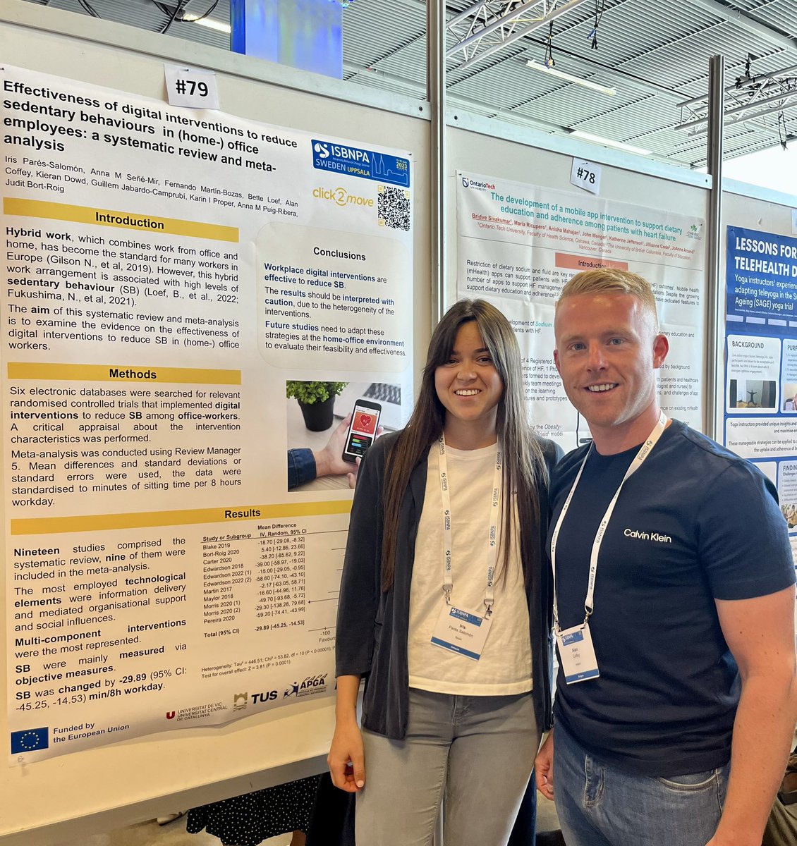 AlanCoffey17's tweet photo. Brilliant opening two days for #ISBNPA2023 in Sweden! Nice to give my first oral presentation on the findings from our initial qualitative study and finally meet some of the Click2move team! https://t.co/iDzfcNf5vr
