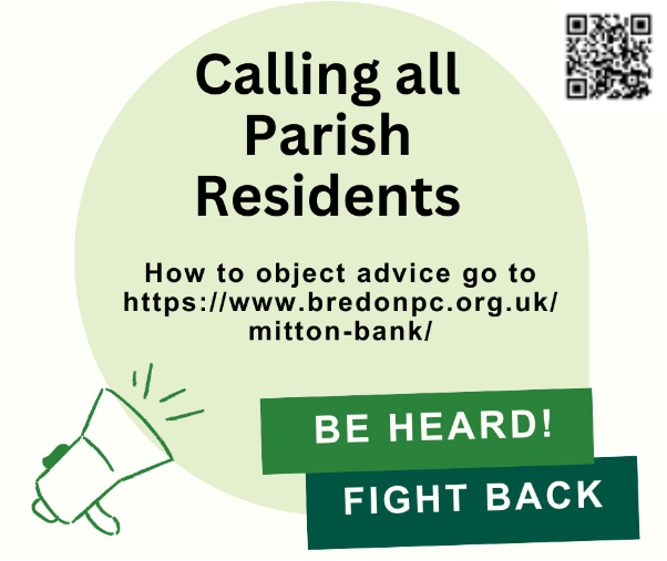 We’ve fought the massive Mitton bank housing development twice &amp; won. But they're back!  Yet again we need you to find the energy to make your voice heard. Go to plan.wychavon.gov.uk &amp; search for W/23/00682/OUT &amp; W/23/00683/OUT. For advice go to bredonpc.org.uk/mitton-bank/