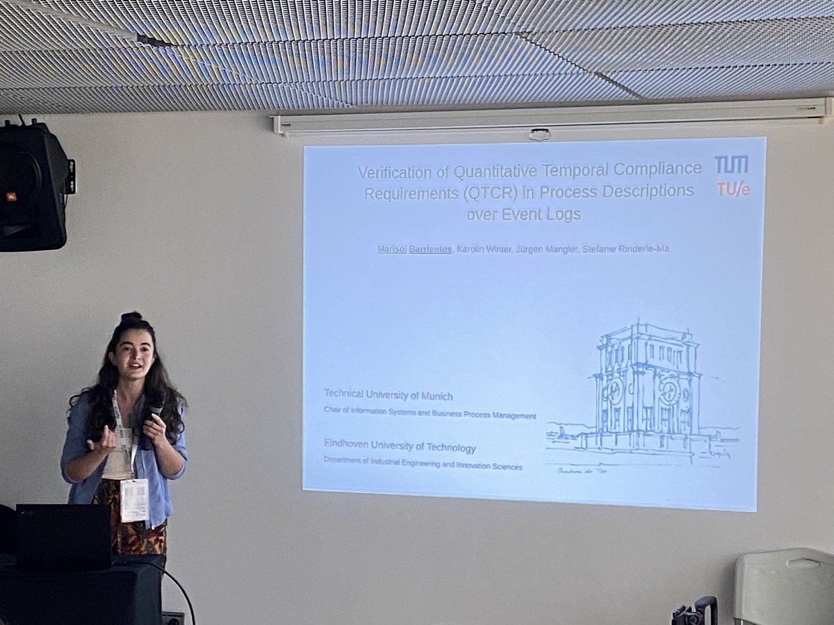 Stefanie Rinderle-Ma (@srinderlema) on Twitter photo Marisol presents our work on the verification of temporal compliance requirement over event logs at <a href="/CAiSEConf/">CAiSE Conf</a>
<a href="/is_bpm_tum/">is_bpm_tum</a> <a href="/WinterKaro/">Karolin Winter</a> <a href="/eTM/">Jürgen Mangler</a>
link.springer.com/chapter/10.100… Marisol presents our work on the verification of temporal compliance requirement over event logs at <a href="/CAiSEConf/">CAiSE Conf</a>
<a href="/is_bpm_tum/">is_bpm_tum</a> <a href="/WinterKaro/">Karolin Winter</a> <a href="/eTM/">Jürgen Mangler</a>
link.springer.com/chapter/10.100…