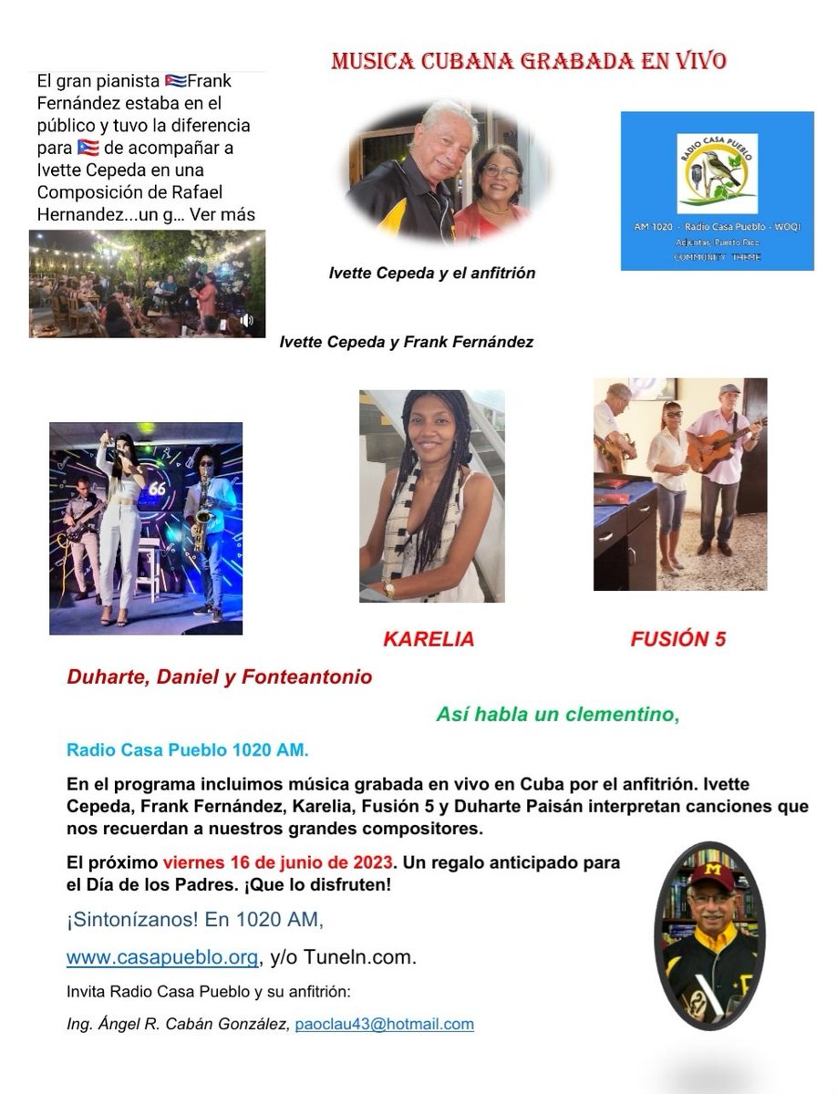 AngelCabanGonz1's tweet photo. Música de 🇵🇷en 🇨🇺
Sintonízanos mañana Radio 📻 Casa Pueblo 8:30am‼️ https://t.co/BKq8QebhfW