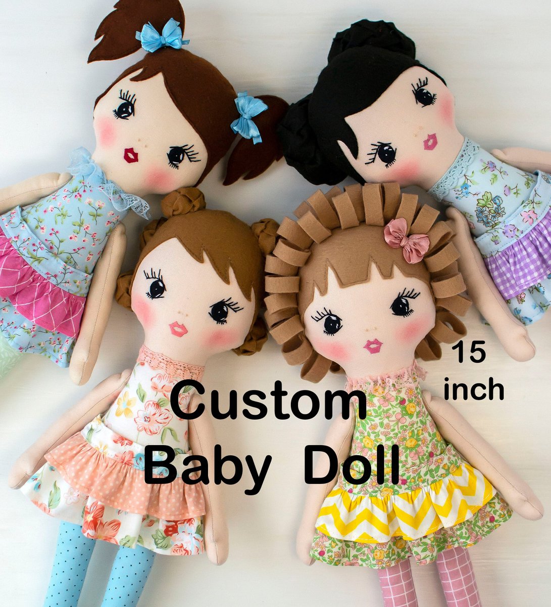 Custom rag doll Handmade fabric doll Personalized cloth doll etsy.me/43F4GA8 #rainbow #birthday #customdoll #handmadedoll #ragdoll #clothdoll #fabricdoll #personalizeddoll #babydoll