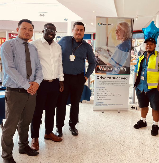 JCPinHants_IOW's tweet photo. Come along to the @stagecoachsouth stand at the Job Fair today.  They have #Trainee positions as well as jobs for those already with a PCV Licence.

Job Fair is on till 3pm today in #Farnbrough

#HampshireJobs https://t.co/F4HnJQa0Iy