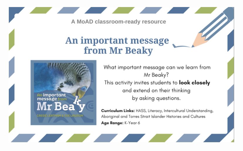 moadlearning's tweet image. Have you booked your spot at our free NAIDOC week digital event? Sue Lawson will be reading two picture books! We have just released accompanying activities on our website. #AussieED 

dartlearning.org.au/provider/museu…

moadoph.gov.au/learning/class…