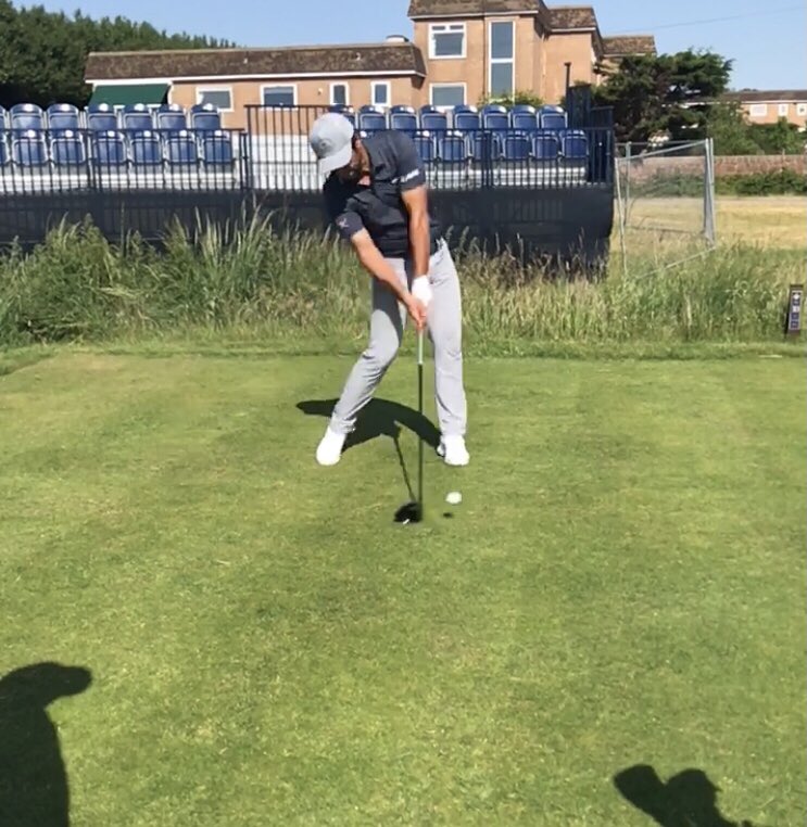 Very fortunate to be able to walk 18 holes with <a href="/adrianotaegui/">Adrian Otaegui</a> <a href="/CallawayGolf/">Callaway Golf</a> <a href="/RLGCHoylake/">Royal Liverpool Golf Club</a> in preparation for the <a href="/TheOpen/">The Open</a> .
Absolute gentleman and awesome golfer 🏌️ 🌞