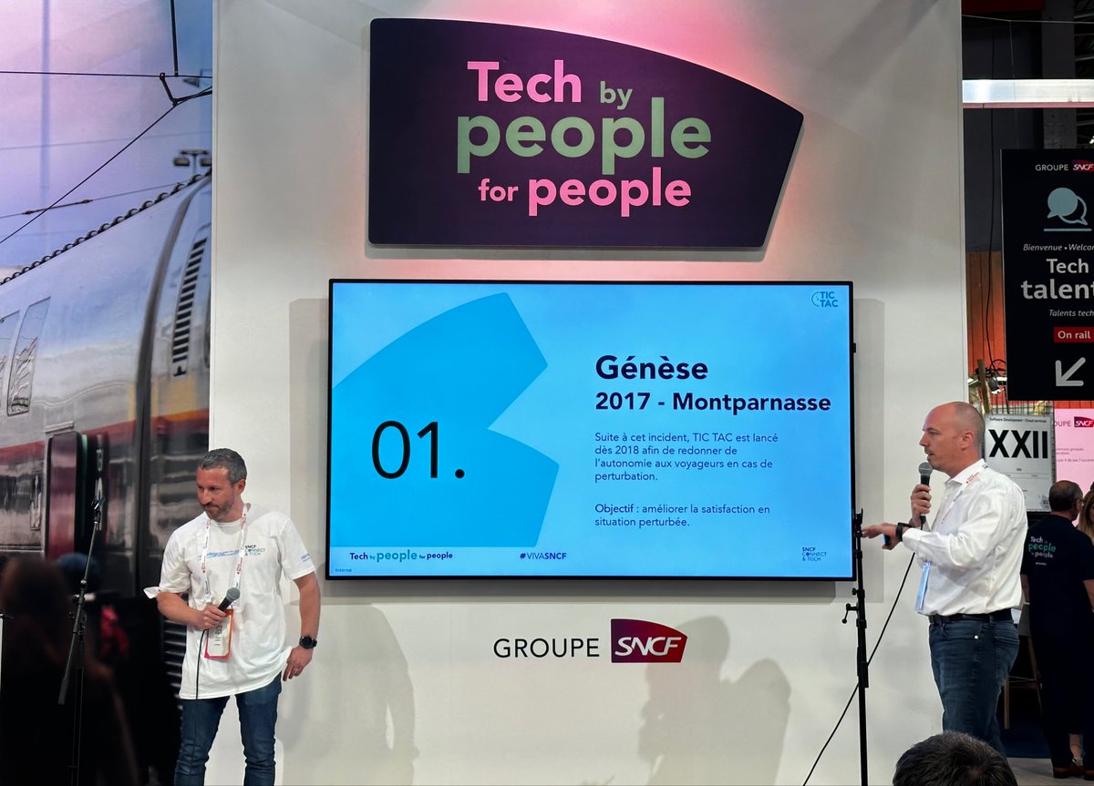 SNCFNumerique's tweet image. Tictac, c'est le nom du nouvel outil de relation client pensé par @SNCFConnectTech. Informer et accompagner les voyageurs en temps réel lors de situations perturbées, tel est est son objectif. Vous voulez en savoir plus ? RDV sur le Lab @GroupeSNCF à @VivaTech #VivaTech #VIVASNCF