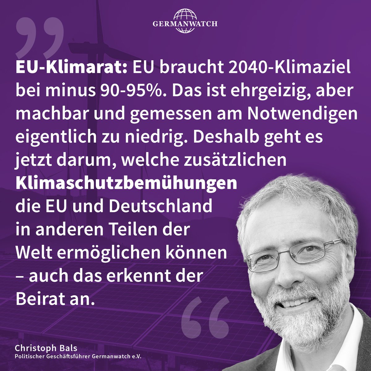 Der Bericht des 🇪🇺-Klimabeirats ist ein wichtiges Signal an #EU und #Bundesregierung, den #Klimaschutz weiter entschieden voranzutreiben. Auftrag jetzt an <a href="/EU_Commission/">European Commission</a> 👉 Ziel ausarbeiten und mit Maßnahmen hinterlegen.
<a href="/esabcc_eu/">EU Scientific Advisory Board on Climate Change</a> 
Zur PM📰germanwatch.org/de/88350