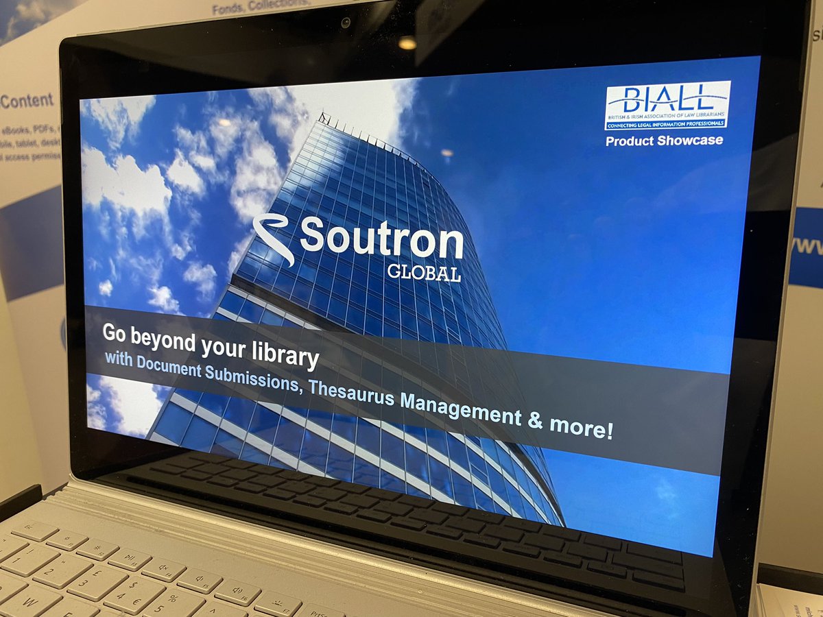 Soutron's tweet photo. Our very own Legal ‘Travelling’ Librarian @gapartridge will be presenting a Product Showcase at 15.10 today!

Learn how you can “Go beyond your library with Document Submission, Thesaurus Management and more!”
https://t.co/beBBeWiwuu 

@biall_uk Conference #BIALL2023 https://t.co/KIBjQVLNa3