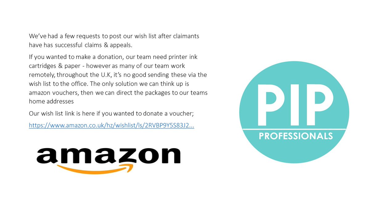 Amazon wishlist-should you need it
#pip #esa #uc #personalindepencepayment #pipassessment #mandatoryreconsideration #pipappeal #disabled #disabilityawareness #disability #pipclaim #pipclaimlawyer #universalcredit