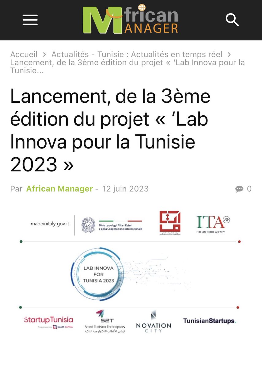 Rassegna stampa relativa alla terza edizione del progetto di formazione #Labinnova for Tunisia 3 🇮🇹🇹🇳, realizzato da #ITATunisi in collaborazione con il <a href="/Ministere_TC/">Kunal Zanzawat</a>, <a href="/NovationCity/">NOVATION CITY</a> <a href="/Elghazala/">rym</a> @tunisianstartups et Smart Capital