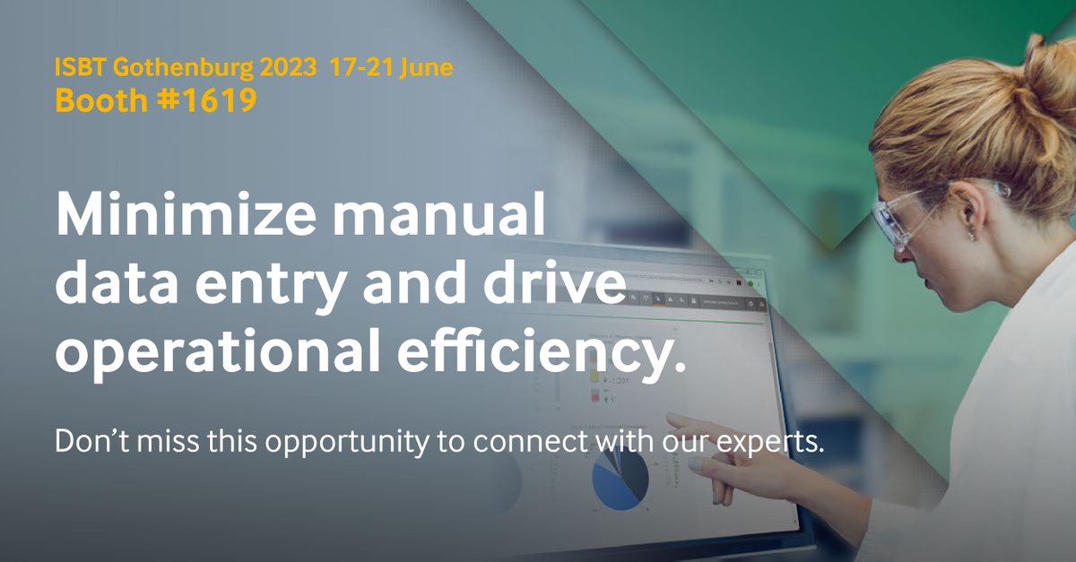 terumobct's tweet photo. Stop talking about data &amp; start putting it to work. Join us at #ISBTGothenburg to discover how we can help you minimize manual data entry and drive efficiency — from capturing procedural details to enabling clear process flows. Connect with us at Booth 1619.
#ISBT https://t.co/d6ARD4oP3D