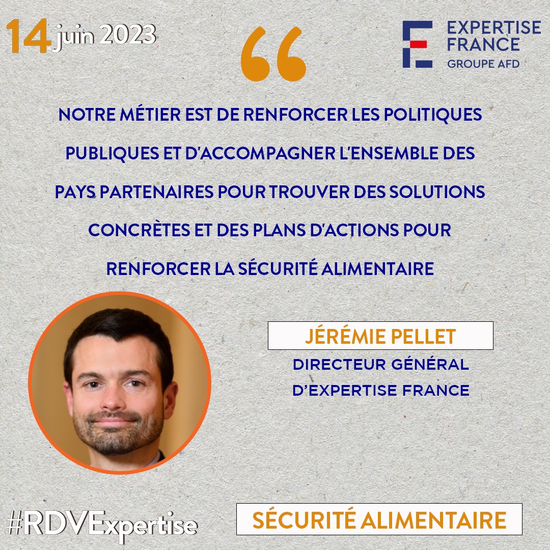 📢"Notre métier est de renforcer les politiques publiques et d'accompagner l'ensemble des pays partenaires pour trouver des solutions concrètes et des plans d'actions pour renforcer la sécurité alimentaire", <a href="/PelletJeremie/">Jérémie Pellet</a>, Directeur Général d'Expertise France.

◀🍚Les