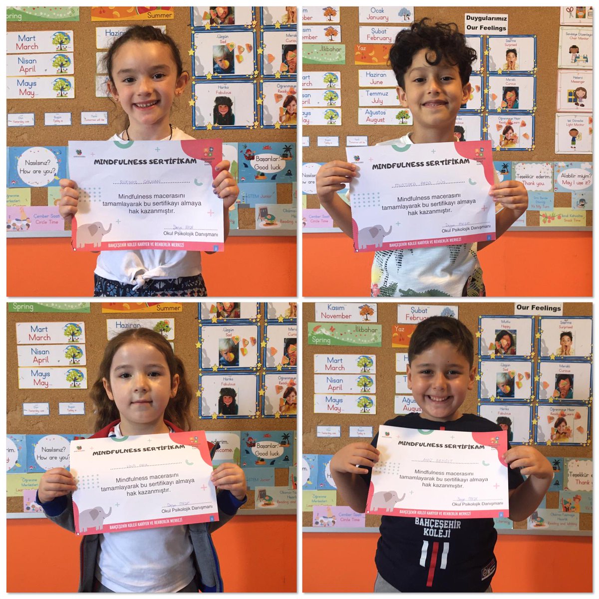 Duygu, görme, dokunma, dinleme, yeme ve nefes egzersizlerini öğrenip, deneyimleyerek okul öncesi Mindfulness maceramızı tamamladık.💙❤️
<a href="/BuketAdiguler/">Buket ADIGÜLER</a>