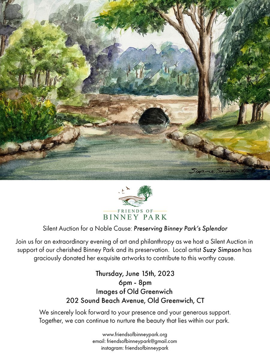 Friends of Binney Park Silent Auction Thursday, June 15th from 6 to 8 pm at Images of Old Greenwich friendsofbinneypark.org/events1 - mailchi.mp/c6bdf5c20b37/s… - mailchi.mp/c6bdf5c20b37/s…