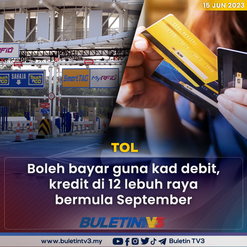 BuletinTV3's tweet photo. TOL | Menteri Kerja Raya, Datuk Seri Alexander Nanta Linggi berkata, pengguna boleh membayar tol menggunakan kad debit dan kredit mulai September nanti, apabila Sistem Kutipan Tol Secara Pembayaran Terbuka dilaksanakan di 12 lebuh raya secara berperingkat. https://t.co/9yGv5wzcNO