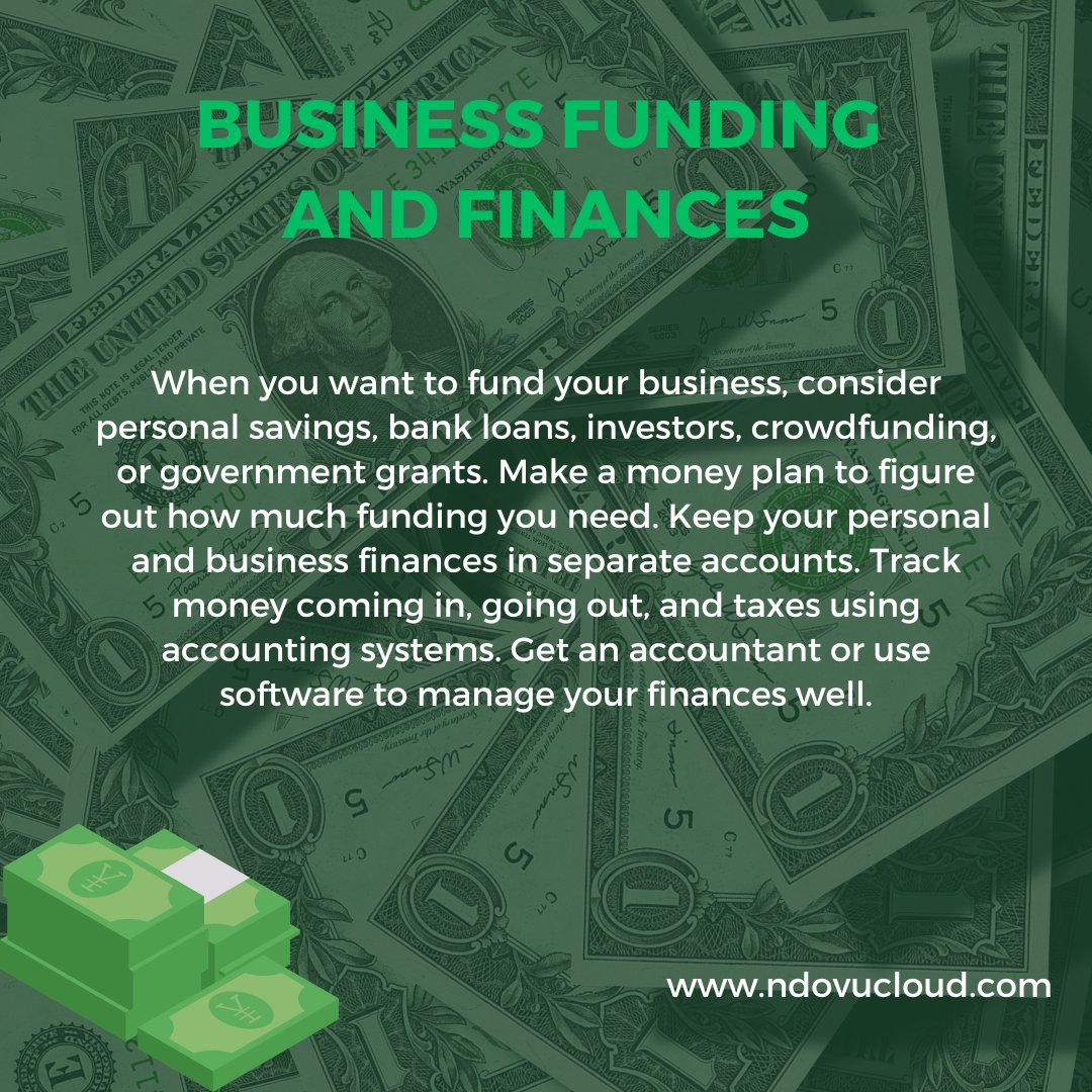 Business financing is vital. Determine your financial plan early. Consider funding options like savings, etc. Financial forecasts and accounting software help you manage your finances. #CIDPLaunchKilifi Havertz #FinanceBill2023 CCTV Kamene Goro ChatGPT Wamuchomba 92 MPs