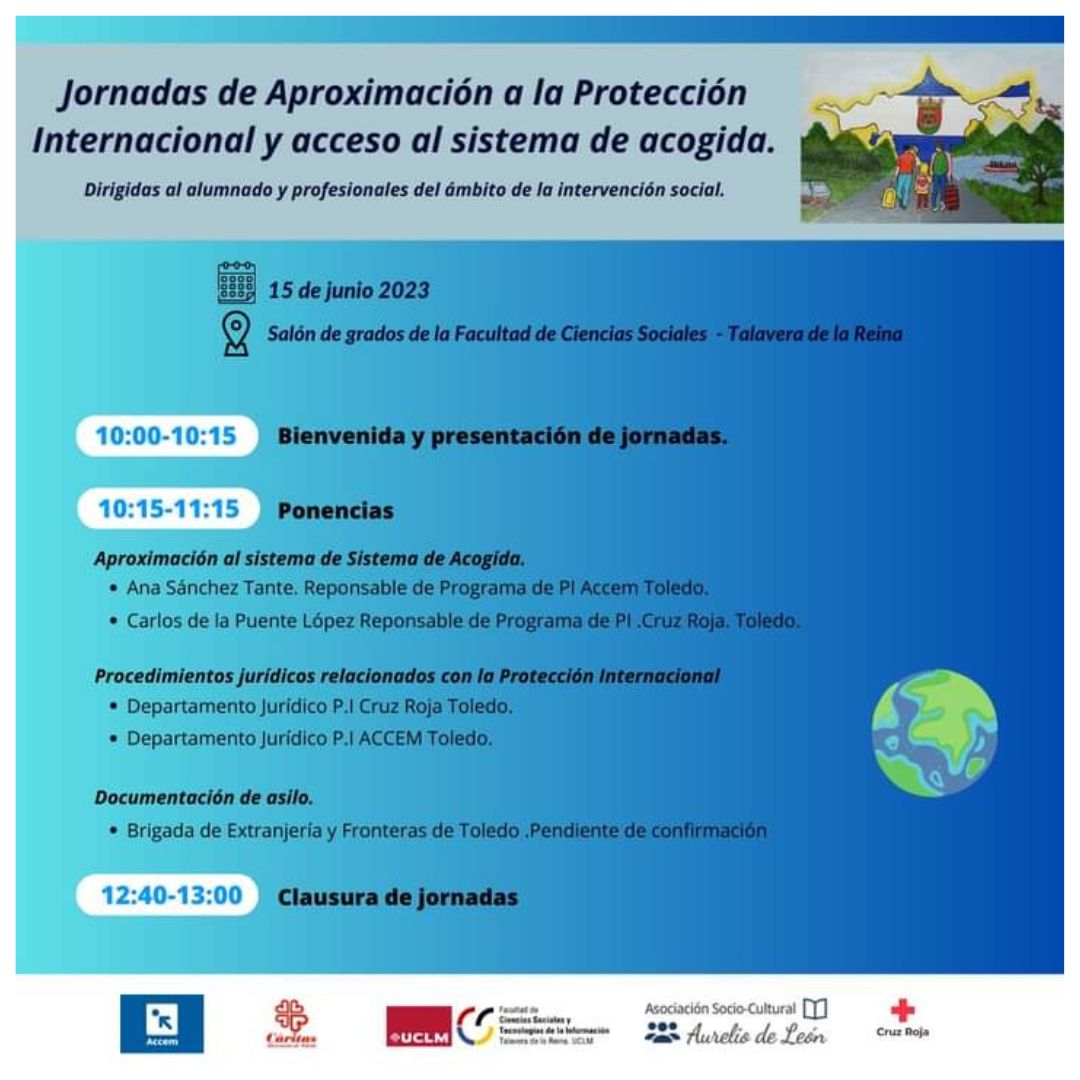 asc_aureliodl's tweet photo. HOY 15 de junio: Facultad de Ciencias Sociales. Participando en la primera JORNADA de Aproximación a la Protección Internacional y acceso al sistema de Acogida , junto a Accem , Cruz Roja Talavera y Caritas Integra .
#talaveraciudadacogedora7 #Refugiados #Solidaridad https://t.co/7k9lg6CX3h