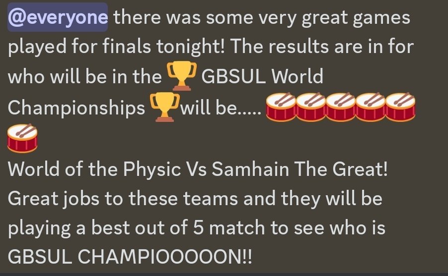 WE MADE IT TO CHAMPIONSHIPS!

Congrats to everyone! We will see you in the endgame!