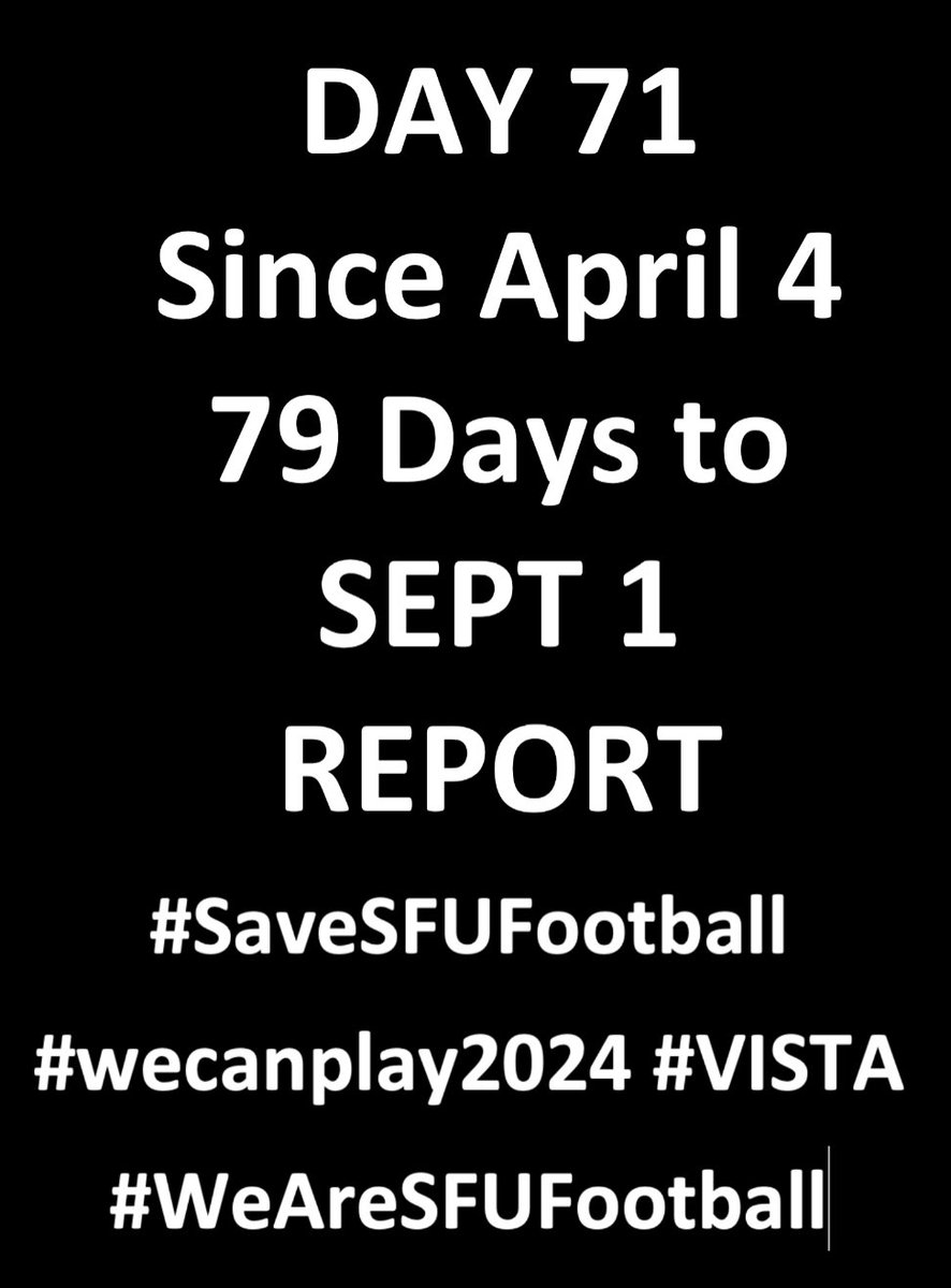We are ready, willing & able @drjoyjohnson to work on solutions with U & @McLarenSportVP to #SaveSFUFootball 🇨🇦🏈

Together #wecanplay2024 #VISTA

#WeAreSFUFootball

Sign the petition:
forms.office.com/r/6DSz3ixMsY

@CFL @BCLions @CFLPA @CFL_Alumni @SFU @USPORTSca