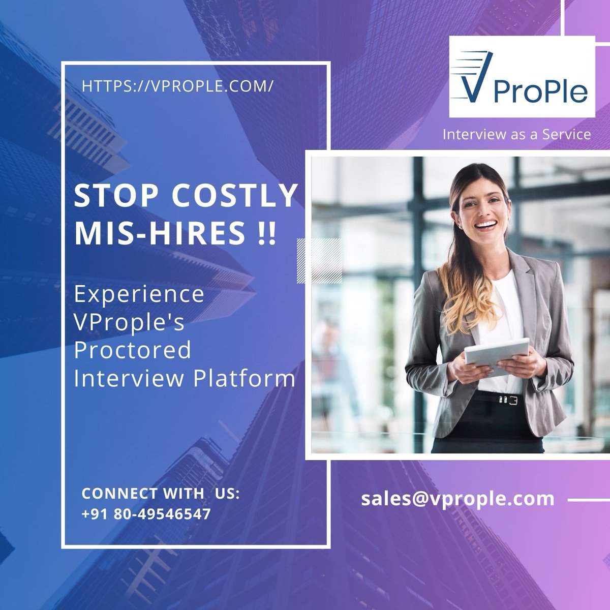 VProp1e's tweet image. STOP Costly Mis-HireS !!
Experience VProple&apos;s Proctored Interview Platform
#interviewasaservice #technicalinterviewasaservice #outsourcetechnicalinterview
vprople.com
Email: sales@vprople.com
Connect with us: +91 80-49546547