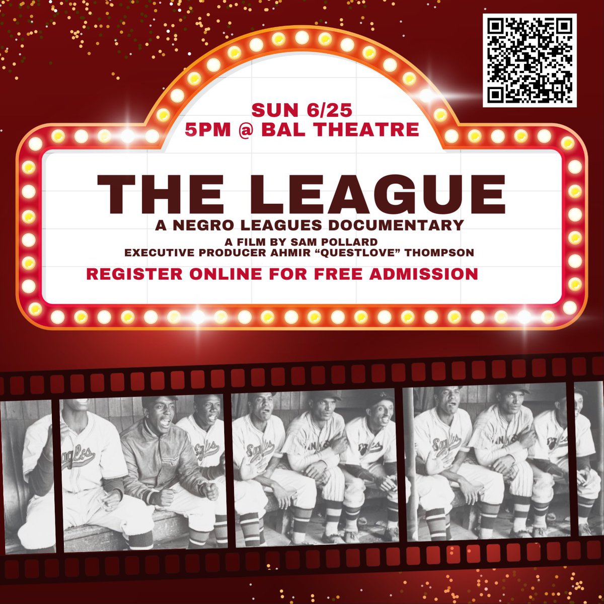 Check out a FREE screening of The League a negro leagues documentary! 

Directed by Sam Pollard with executive producer QuestLove
Sun. June 25th
Bal Theatre, San Leandro CA
5:00pm 

loyaltomysoilrbi.leagueapps.com/events/3948963… x.com/messages/media…