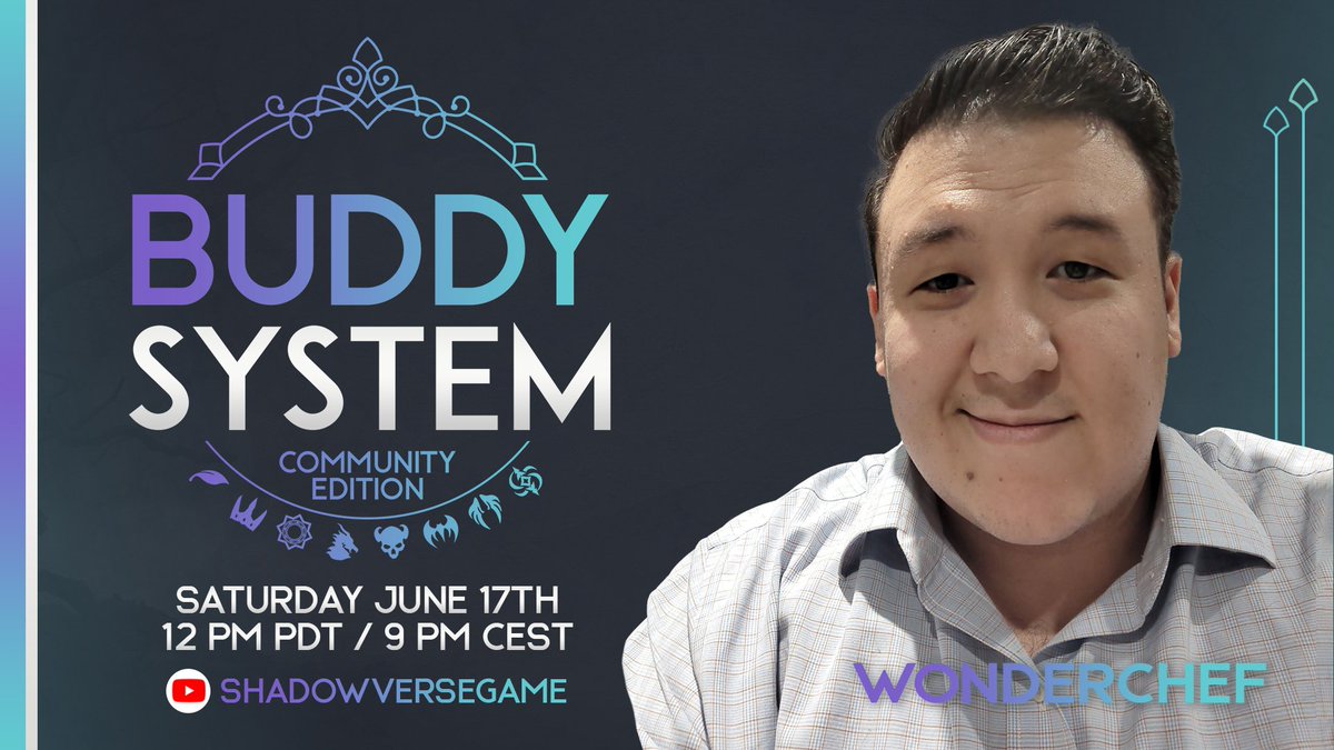 WonderChefCooks's tweet photo. I'm super happy to be back again to host the @shadowversegame #SVBuddySystem!
This year we're celebrating the #Shadowverse7thAnniversary, tune in to the official Shadowverse Youtube channel this Saturday, 6/17 at 12PM PDT for some fun stuff! https://t.co/UWLPtAxbpa