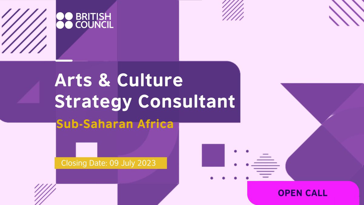 The British Council in the Sub-Saharan Africa (SSA) region is looking for a consultant to develop a refreshed Arts and Culture Strategy.  
 
Apply here - t.ly/ntDb 

Please register on the platform first to access the tender documents.