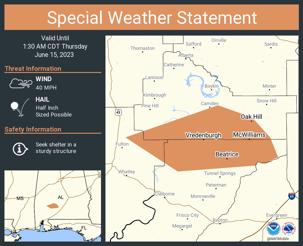 NWS Mobile on Twitter "A special weather statement has been issued for