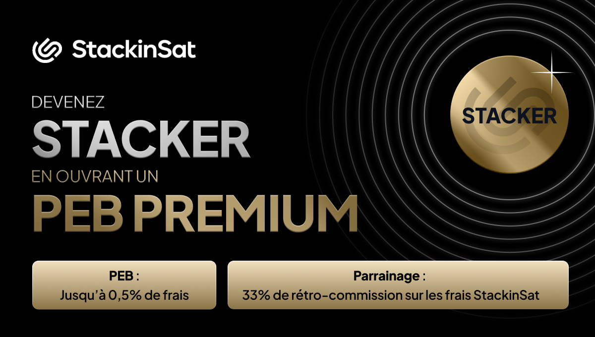 🚨 [ANNONCE STACKINSAT]

Devenez un Stacker en ouvrant notre nouveau PEB Premium et profitez d'avantages exclusifs 🌐

👉 Jusqu’à 0,5% de frais
👉 Boost de parrainage à 33% de retrocommission
👉 Livraison de #bitcoin gratuite et illimitée

Lire le blogpost stackinsat.com/blog/stackinsa…