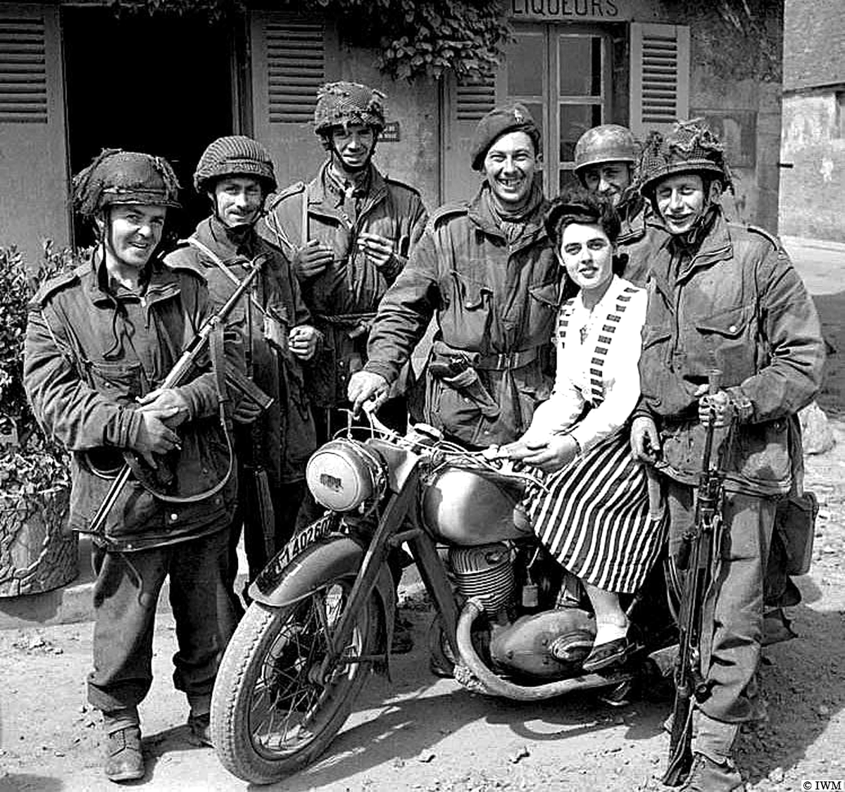 #OTD in 1944, Normandy. Glider troops, a French woman and a captured German motorcycle. #WW2 #HISTORY