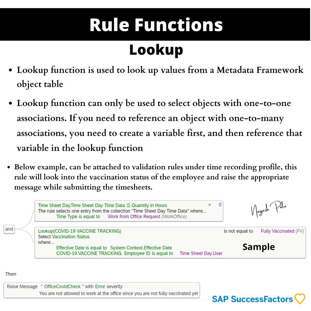 Life saver! - 𝐋𝐨𝐨𝐤𝐮𝐩()

Rule Functions in SAP SuccessFactors

#SAP #SuccessFactors #Functions